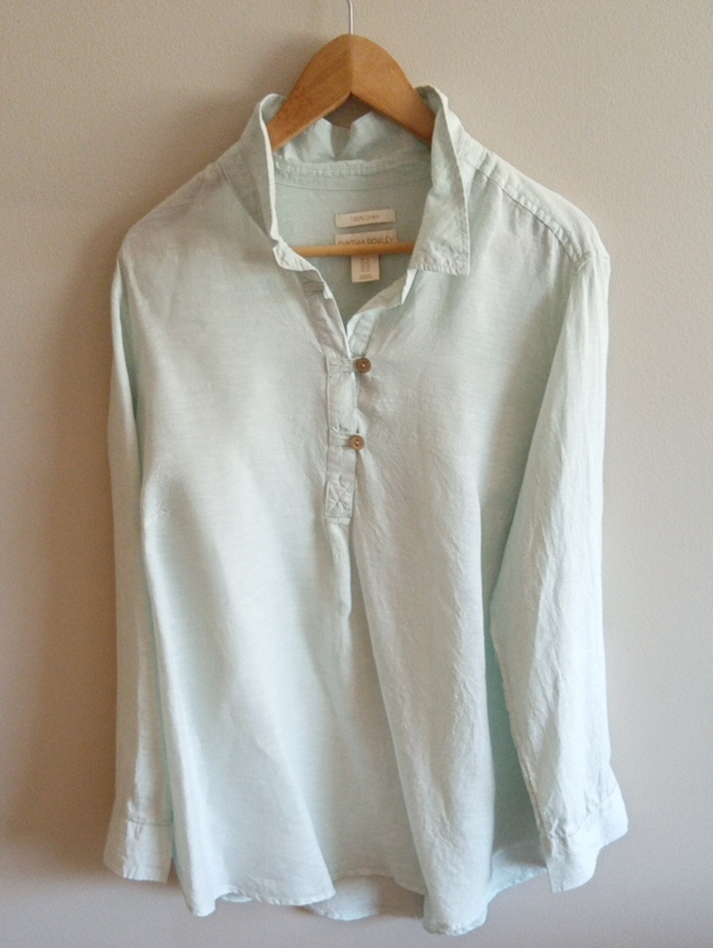 Cynthia Rowley 100% Linen Light Mint Long Sleeve Shirt Size 1X